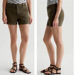 AG Jeans Caden Short Shady Moss Brown/Green Women's Shorts Twill Fabric SZ 25